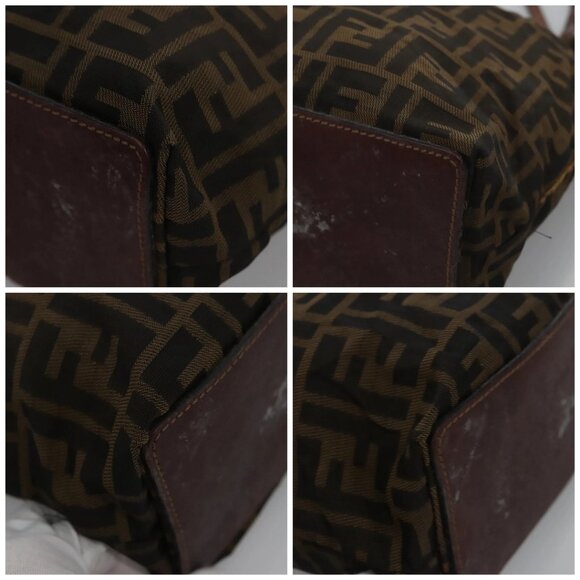 FENDI Zucca Canvas Hand Bag Brown Black Silver Auth EC490 - Picture 16 of 16